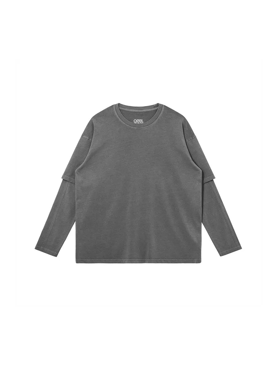 Cool House billboard long sleeve tee in gray with front view - Streetwear graphic shirt creating our own lives