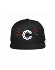 cool house bolt snapback hat - snapback hat with white wave c and orange bolts