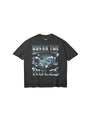 cool house break the rules streetwear graphic tee in black, break the rules and logo in glass graphic on front