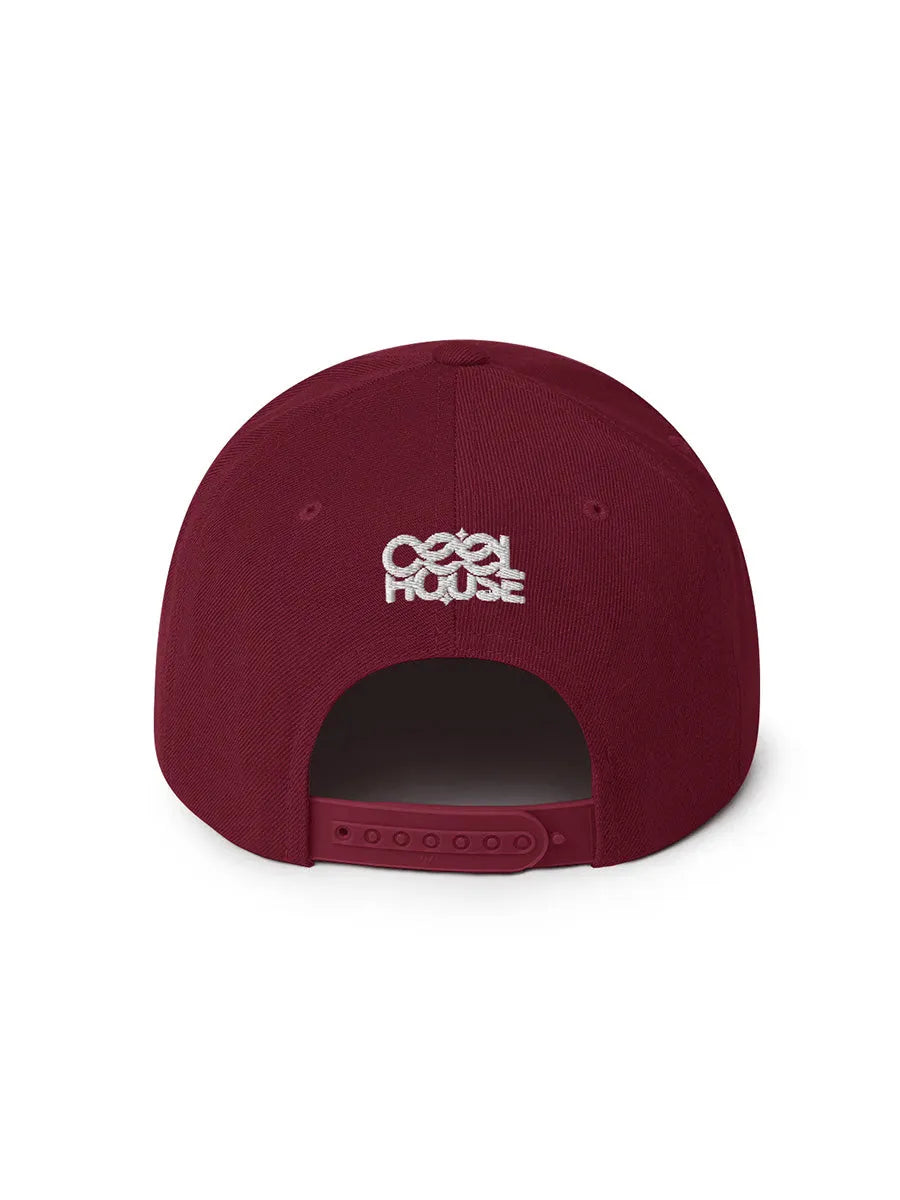 cool house cardinal red snapback hat - snapback hat back view 