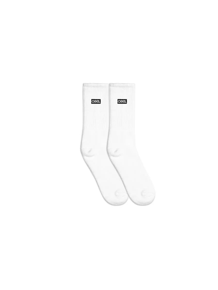 cool house logo socks - white socks with embroidered boxed cool logo 