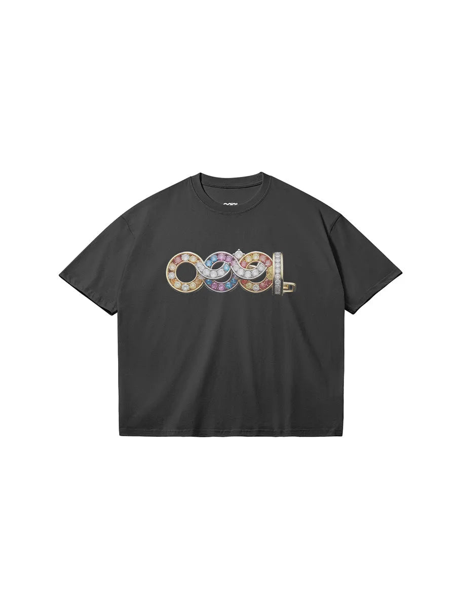 Cool house multi diamond cool logo streetwear graphic tee in black 