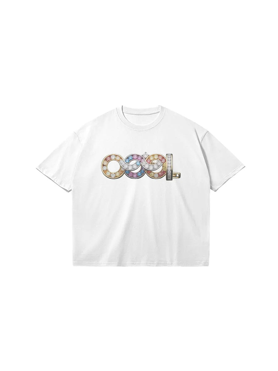 Cool house multi diamond cool logo streetwear graphic tee in white