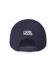 cool house navy snapback hat - snapback hat in navy with cool house sewn on the back 