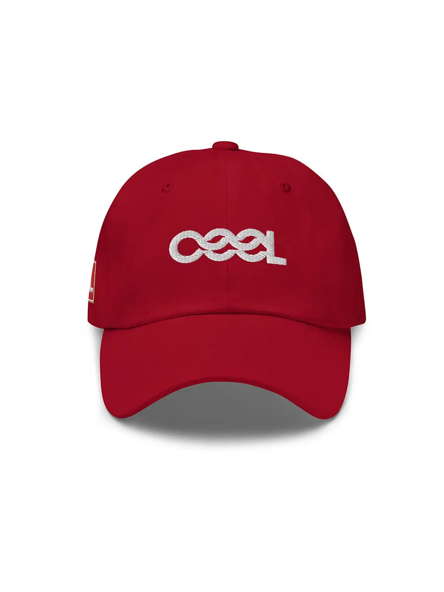 cool house red sports cap - white embroidered cool logo 