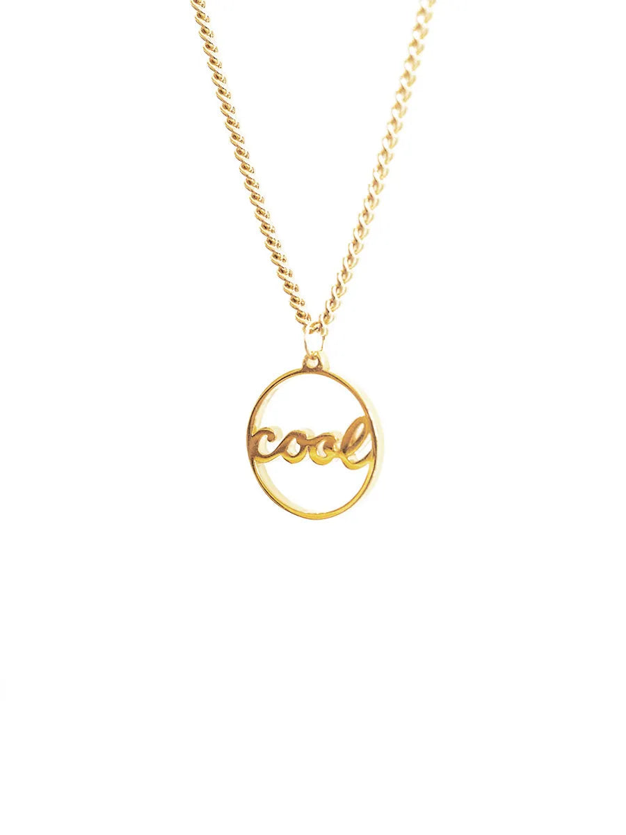 cool house signature pendant - gold pendant with cuban curb chain 