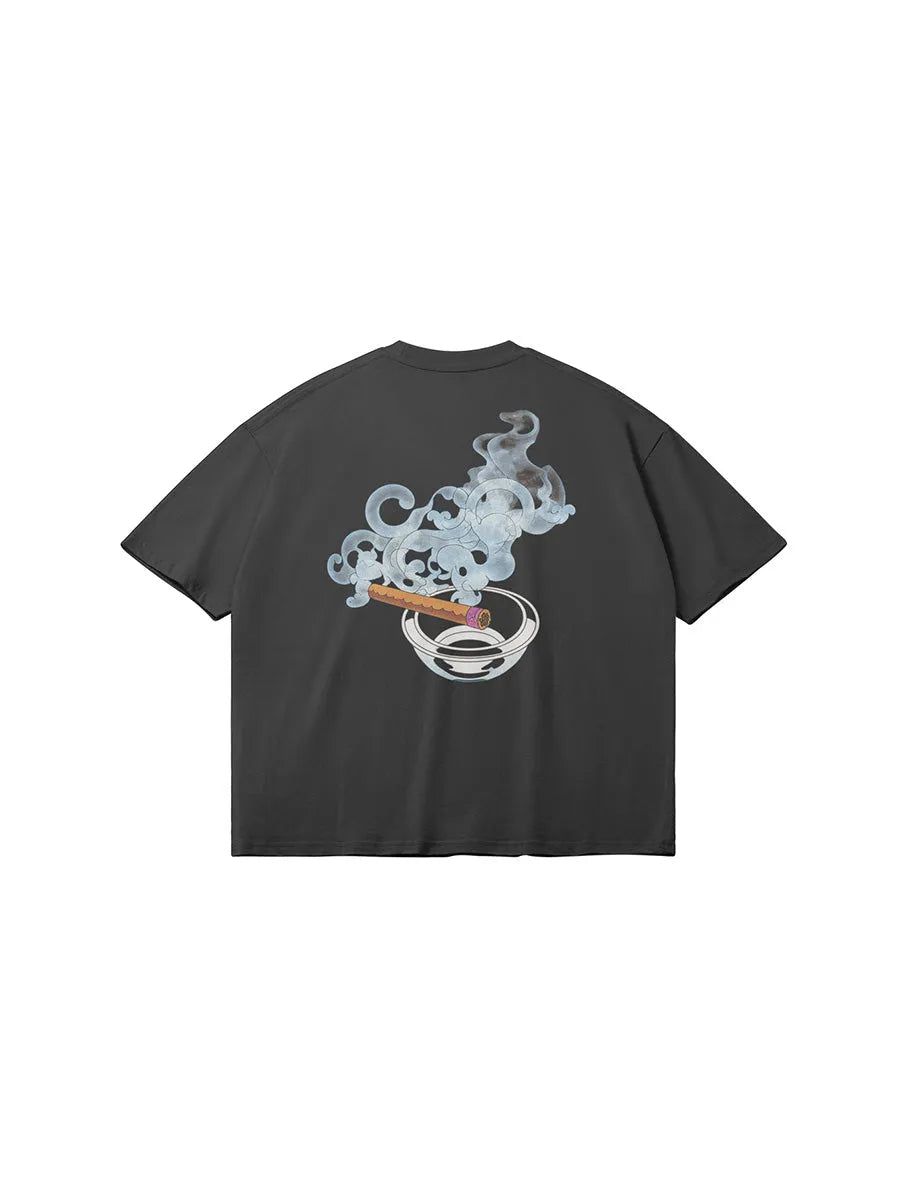 Cool House smoke back tee in black, streetwear graphic tee cool smoke graphic