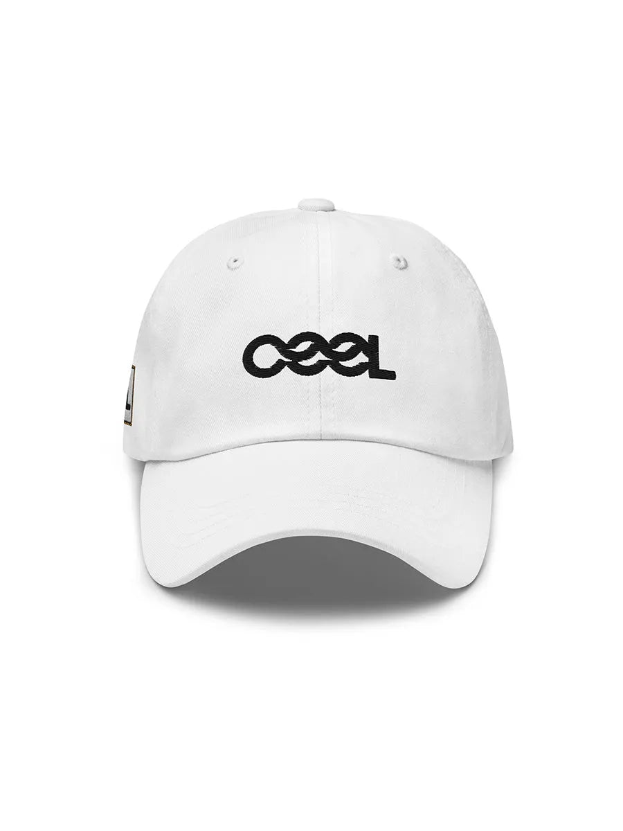 cool house white sports cap - black embroidered cool logo 